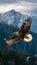 Eagle in Flight Majestic Predator Soaring Over Mountain Landscape