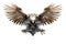 An eagle flying made of electronic machinery on a white background. Farm animals. illustration. Generative AI