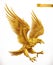 Eagle, gold emblem. 3d vector icon