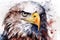 Eagle Headshot watercolors, patriotio Blad Angle combinded with American flag.