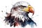 Eagle Headshot watercolors, patriotio Blad Angle combinded with American flag.