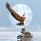 Eagle landing on balanced stones - 3D render