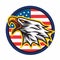 Eagle Logo Mascot Vector Icon with Circle American Flag Background Template Design