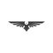 Eagle logo, silhouette predator hawk bird wide wingspan floating in the air, flying animal tattoo emblem mockup