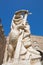 Eagle looking in statue of Carlos V in Bisagra Gate Toledo city