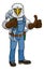 Eagle Mascot Carpenter Handyman Holding Hammer