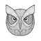 Eagle owl head. Adult antistress coloring page