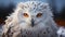 Eagle owl, snowy owl, great horned owl, staring at camera generated by AI