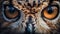 Eagle owl staring, close up portrait of nature wisdom generated by AI