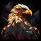 eagle portrait polygonal drawing on black background Generative AI