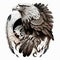 Eagle predatory bird totem with pagan ornament art design