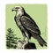 Eagle Resting On Rock - Vector Illustration In Cicely Mary Barker Style