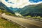 Eagle road and cruise ships on fjord, Geiranger Norway