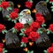 Eagle with roses seamless pattern