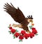 Eagle with roses on white background