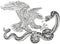 Eagle And Snake Fighting. Black and white vector illustration