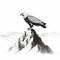 Eagle On Top Of Mountain Vector Illustration