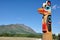 Eagle Totem Pole Against a Blue Sky