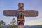 Eagle totem pole at the summit of the Malahat mountain in Vancouver Island