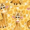 Eamless background with babies giraffes
