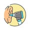 ear examination audiologist doctor color icon vector illustration