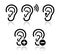 Ear hearing aid deaf problem icons set