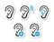 Ear hearing aid deaf problem icons set as labels