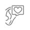 Ear with heart in speech bubble line icon. Healthy organ of hearing symbol