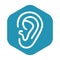 Ear icon. The auricle is a part of the human body. Symbol of hearing and sound.