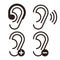 Ear icons. Hearing problem icons set