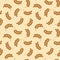 Ear of malt, corn, wheat seamless pattern. Repeating agriculture fiber. Repeated whole grains shape prints. Repeat flat spikelet