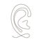 Ear outline, hear icon, one art line continuous drawing. Hear, listen, eavesdrop. Silhouette ear in minimalism single