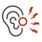 Ear pain line icon, illness and injury concept, earache sign on white background, ear inflammation icon in outline style