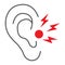 Ear pain thin line icon, body and painful, ear ache sign, vector graphics, a linear pattern on a white background.