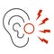 Ear pain thin line icon, illness and injury concept, earache sign on white background, ear inflammation icon in outline