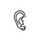 Ear piercing doodle icon, vector illustration