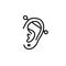 Ear piercing doodle icon, vector illustration