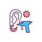 Ear piercing gun dangers RGB color icon