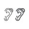 Ear piercing line and glyph icon, jewelry and accessory, pierced ear sign, vector graphics, a linear pattern on a white
