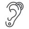 Ear piercing line icon, jewelry and accessory, pierced ear sign, vector graphics, a linear pattern on a white background