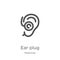 ear plug icon vector from medicines collection. Thin line ear plug outline icon vector illustration. Outline, thin line ear plug