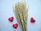 Ear of rice and sign showing heart embroidered red letters love