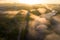 earlier foggy morning and aerial panoramic view on medieval castle and promenade overlooking the old city and historic buildings