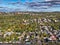 Early afternoon autumn aerial photo view of Ithaca NY.