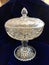 Early America Pattern Glass Antique Vintage Cut Lead Crystal Glass Footed Compote