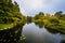 Early autumn color and a lake at Botanisk Have, in Copenhagen, D