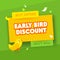 Early Bird Advertising Poster for Sale Promotion. Promo Banner, Flyer with Typography on Green and Yellow Background