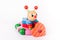 Early child development wooden toys on white