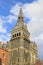 Early Gothic arhitecture of Healy Hall tower at autumn afternoon.