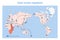 Early human migrations. Map of the spread of humans around the world